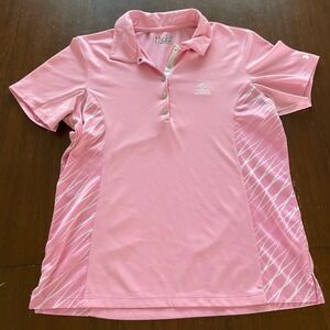 Under Armour Womens Pink Ventana Canyon HeatGear Golf Polo Shirt Large Loose Fit